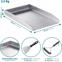 Plieninė grilio plokštė 30x40, universalus valiklis