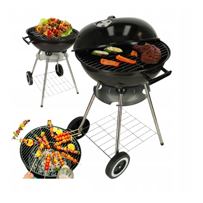 ✳ ️Uždara turistinė anglis kepsninė didelė apvali peleninė su ratukais