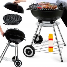 ✳ ️Uždara turistinė anglis kepsninė didelė apvali peleninė su ratukais