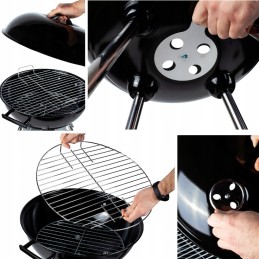 ✳ ️Uždara turistinė anglis kepsninė didelė apvali peleninė su ratukais