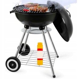 ✳ ️Uždara turistinė anglis kepsninė didelė apvali peleninė su ratukais