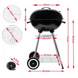 ✳ ️Uždara turistinė anglis kepsninė didelė apvali peleninė su ratukais