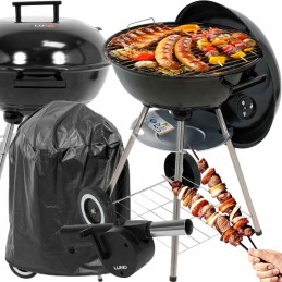 Sodo grilio anglis grilis, apvalus dangtelis ant ratukų, uždengimas pūstuvu