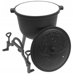 Ketaus emaliuotas katilas, 5 l, medžioklinis puodas laužui, ypatinga kokybė