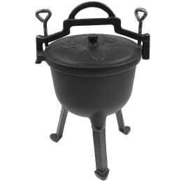 Ketaus emaliuotas katilas, 5 l, medžioklinis puodas laužui, ypatinga kokybė