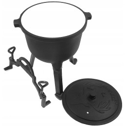 Ketaus emaliuotas katilas, 5 l, medžioklinis puodas laužui, ypatinga kokybė