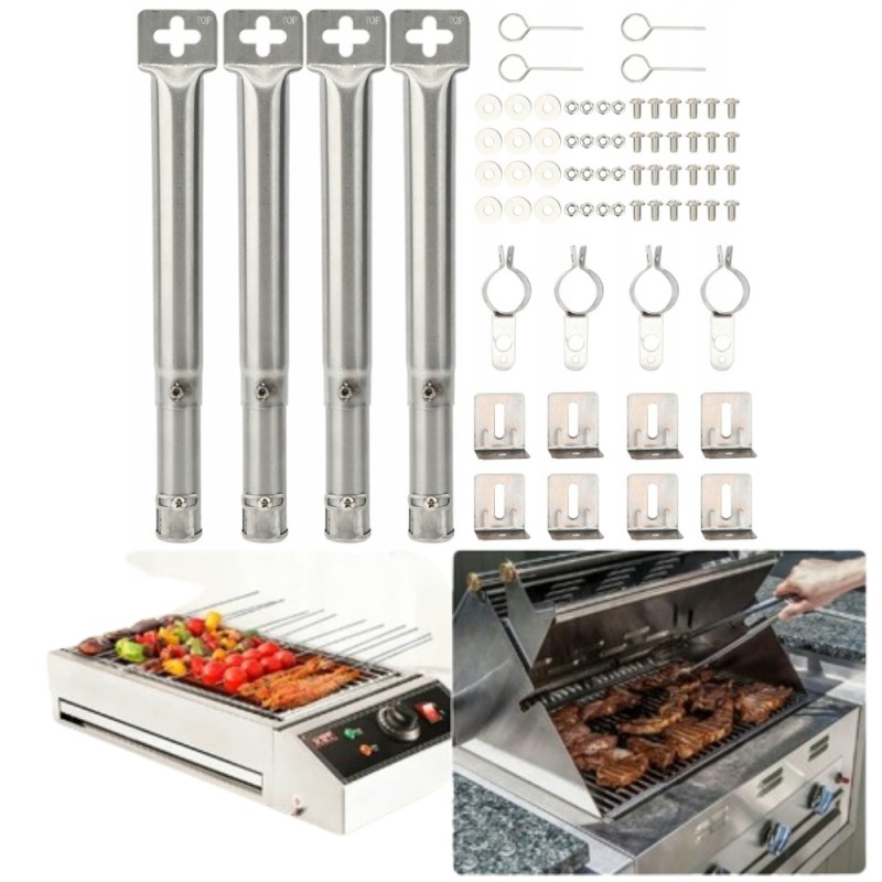 ⭐4 dujinis grilio vamzdžių degiklis, skirtas anglies kepimui⭐