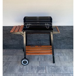 Anglies kepsninė su medinėmis lentynomis, grotelės 48 x 28cm