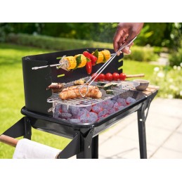 Sodo grilis BBQ, chromuotos grotelės + iešmų lentynos