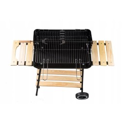 Sodo kepsninė su anglimis, lentynos, reguliuojamos grotelės, 52x32 cm, ratukai