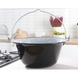 Vengriškas kabantis katilas, emaliuotas puodas, grilis židinys, juodas, 9,5l