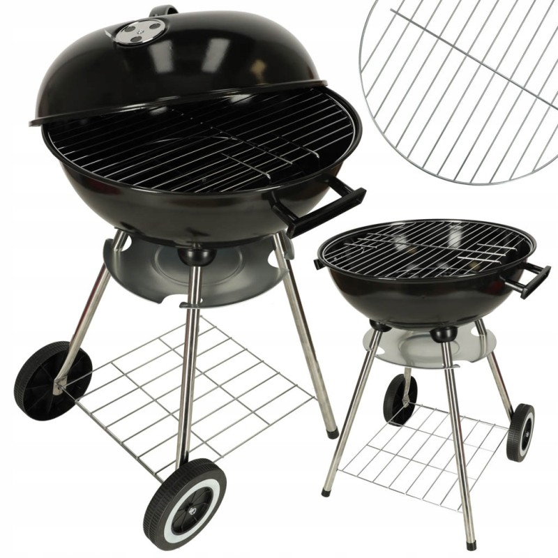 Charcoal garden grill diameter 41cm for briquettes, closed with a cover shelf