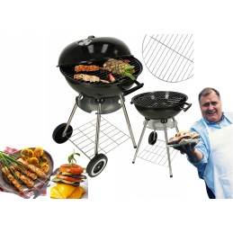 Garden grill: charcoal, closed with cover, shelf
