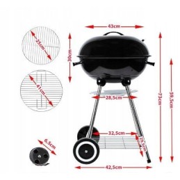 Garden grill: charcoal, closed with cover, shelf