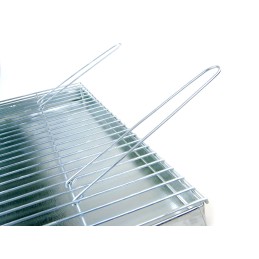 Grotelės griliui statyti 60x50 - skersmuo 4mm - sulankstomos rankenos - chromuotos su pakura / pelenų keptuvė
