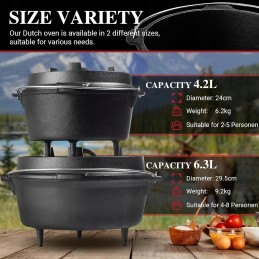 Ketaus puodas ant kojelių, Overmont Dutch Oven 4, 2l
