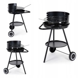 Round garden grill with adjustable grate height