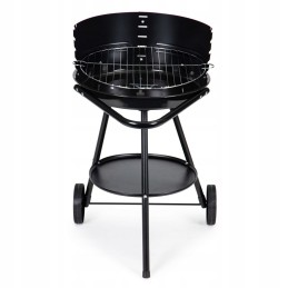 Round garden grill with adjustable grate height
