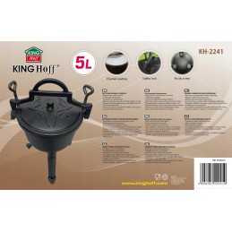 Medžioklinis virdulys 5 litrų, emalis, ketaus puodas laužui, emaliuotas grilis