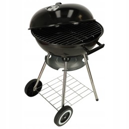 Garden charcoal grill for briquettes, closed, with cover, ventilation and shelf