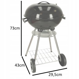 Garden charcoal grill for briquettes, closed, with cover, ventilation and shelf