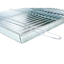 Grotelės griliui statyti 67x40 - skersmuo 4mm - chromuotos su pakura / pelenų keptuvė