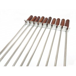 Nerūdijančio plieno kepimo šakės 100cm, 10 vnt + kabykla