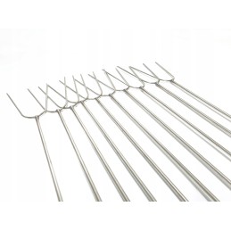 Nerūdijančio plieno kepimo šakės 100cm, 10 vnt + kabykla