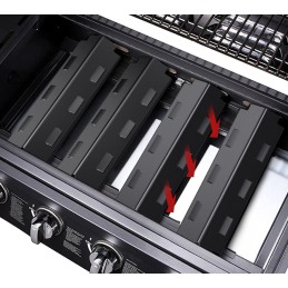 Universalus degiklių konteineris, 37 x 11 x 3,6 cm, 4 vnt., liepsnos padėklas, porcelianas, plienas, daugumos dujinių grilių ats