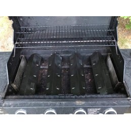 Universalus degiklių konteineris, 37 x 11 x 3,6 cm, 4 vnt., liepsnos padėklas, porcelianas, plienas, daugumos dujinių grilių ats