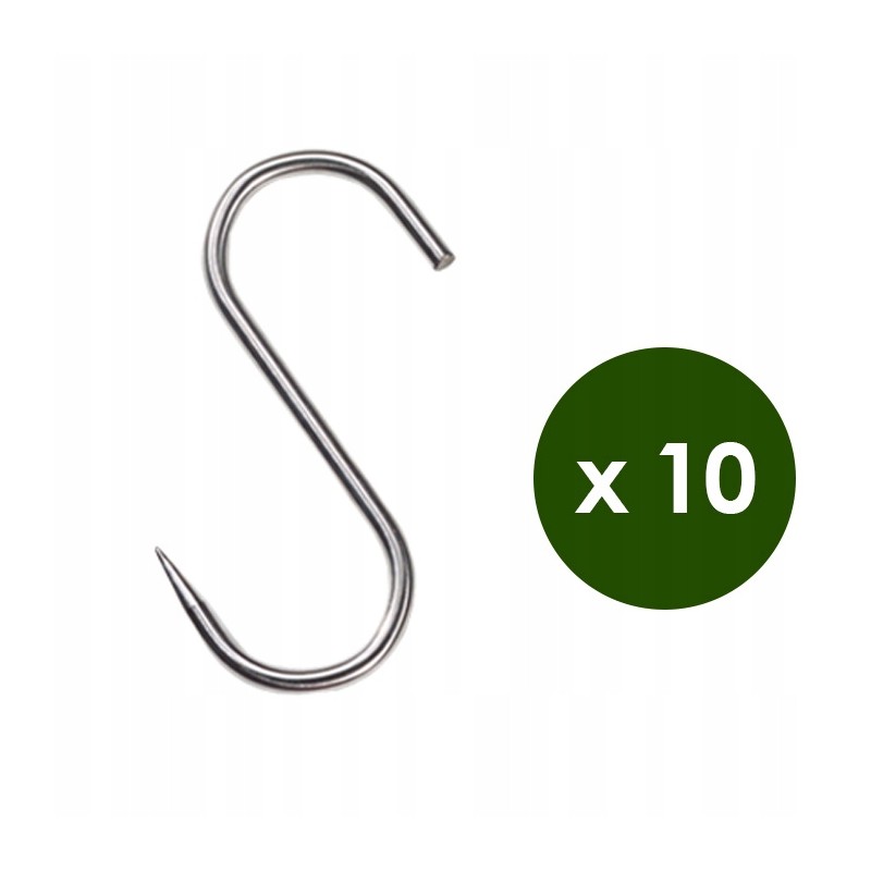 Nerūdijančio plieno kabliukai iki 90 kg, rinkinyje 10 vnt