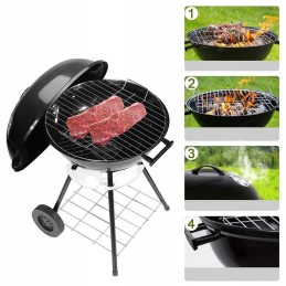 Didelės apvalios medžio anglies kepsninės, nešiojamas, rakinamas dangtis ant ratukų