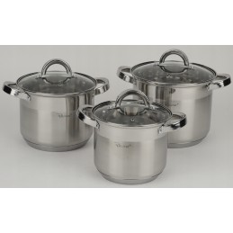 Plieninių puodų rinkinys. 6 daiktai. maži pajėgumai.