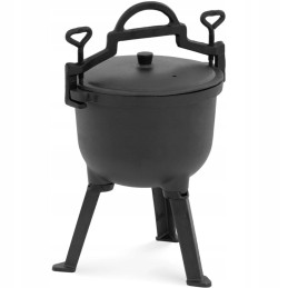 Ketaus medžioklės puodas su dangčiu virš o