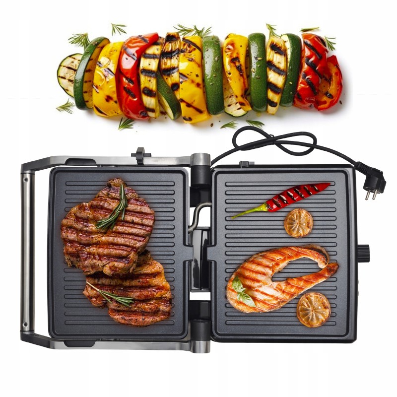 Elektrinė grilis 2000 su sulankstoma sumuštinių kepimo mašina Kamille KM-6706