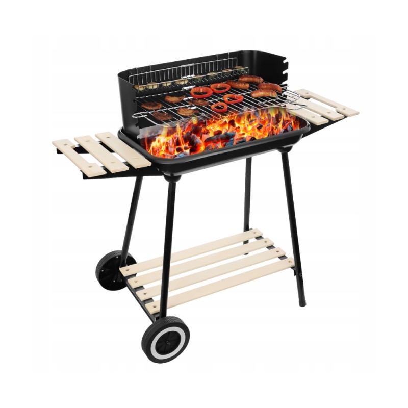 Nešiojama sodo kepsninė su anglimis su 3 lentynomis ir 2 grotelėmis