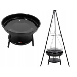 Sodo židinys 52 cm su 46 cm grotelėmis, pakabinamomis ant trikojo - lund