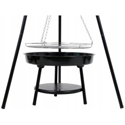 Sodo židinys 52 cm su 46 cm grotelėmis, pakabinamomis ant trikojo - lund