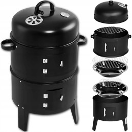 Plieninės rūkyklos grilis, anglis, sodo židinys, termometras 3 viename