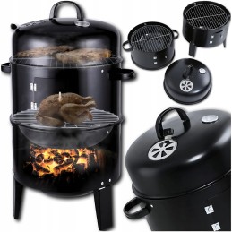 Plieninės rūkyklos grilis, anglis, sodo židinys, termometras 3 viename