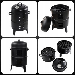 Plieninės rūkyklos grilis, anglis, sodo židinys, termometras 3 viename