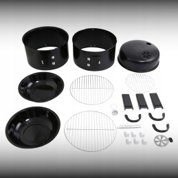 Plieninės rūkyklos grilis, anglis, sodo židinys, termometras 3 viename