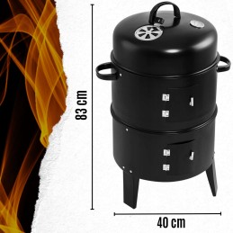 Plieninės rūkyklos grilis, anglis, sodo židinys, termometras 3 viename