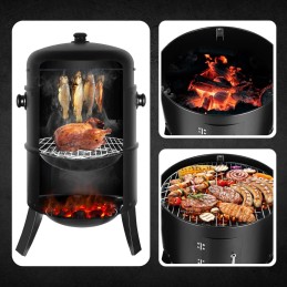 Plieninės rūkyklos grilis, anglis, sodo židinys, termometras 3 viename