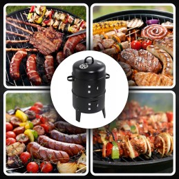 Plieninės rūkyklos grilis, anglis, sodo židinys, termometras 3 viename