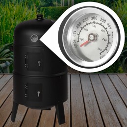 Plieninės rūkyklos grilis, anglis, sodo židinys, termometras 3 viename