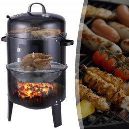 Plieninės rūkyklos grilis, anglis, sodo židinys, termometras 3 viename