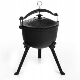 Ketaus katilas, medžioklinis puodas, vengriški kepsniai, 8l, griliui ant laužo