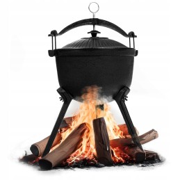 Ketaus katilas, medžioklinis puodas, vengriški kepsniai, 8l, griliui ant laužo