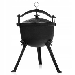 Ketaus katilas, medžioklinis puodas, vengriški kepsniai, 8l, griliui ant laužo